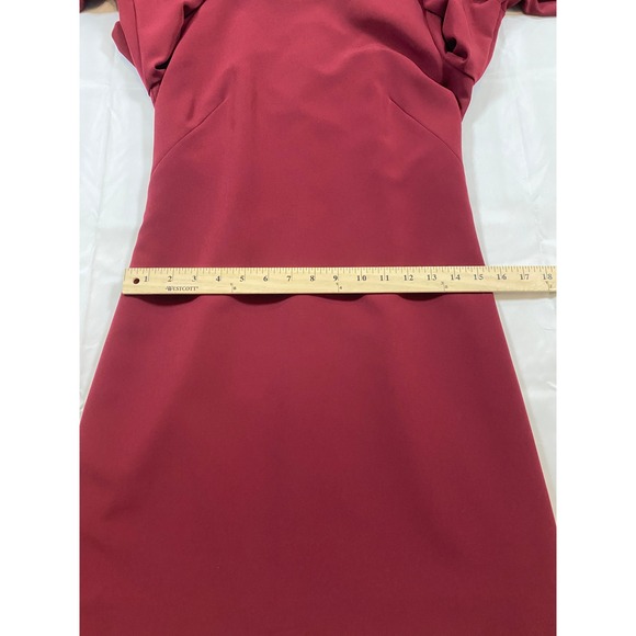 Milly Burgundy Tiered Bell Sleeve Crepe Shift Dress‎ Cocktail Valentines Size 2 - Picture 9 of 15